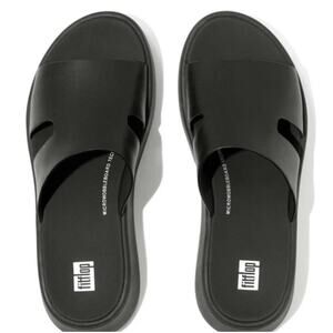 Fitflop F-Mode Raw-Edge Leather Flatform H-Bar Slide Size 7  Cushioned Comfy